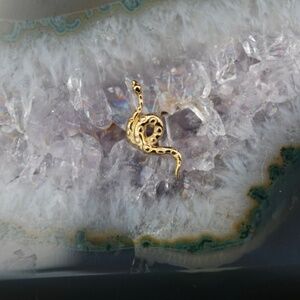 Solid 14k Gold Textured - Snake press-fit/threadless end